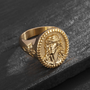 Men's <b>Cross</b> <b>Ring</b> Titanium Steel Gold Plated Geometric Design Everyday Wear Jewelry - Product Image 3