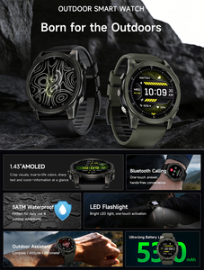นาฬิกาสมาร์ทวอทช์ T8 Pro GPS สำหรับผู้ชาย ออกกำลังกายกลางแจ้ง หน้าจอ AMOLED 1.43 นิ้ว รองรับการโทรผ่านบลูทูธ กันน้ำ 5ATM รองรับโหมดกีฬามากกว่า 100 โหมด วัดอัตราการเต้นของหัวใจ ตรวจจับการนอนหลับ - Product Image 6