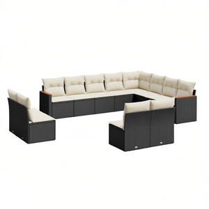 Modular Black Pe <b>Rattan</b> Garden <b>Sofa</b> Set Elegant Outdoor Furniture Collection 10 Plus Seating Capacity - Product Image 1