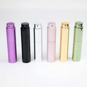 Mini 8ml Twist Up Travel Portable Aluminum Glass Refillable Perfume Atomizer