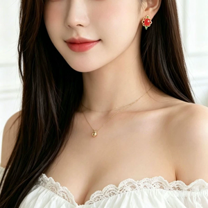 Natural Raw Red jasper Gemstone S925 <b>Silver</b> Claw Set Diamonds Women's Full-color <b>Silver</b> <b>Stud</b> Earring for Wedding Party Occasions - Product Image 1