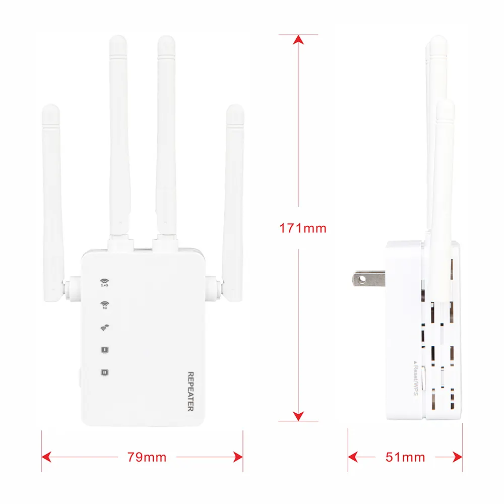 장치 서버 WiFi 부스터는 이더넷으로 최대 7000 Sq.ft 및 20 장치 1200Mbps 무선 신호 리피터 커버