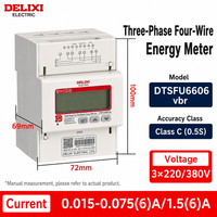 DELIXI DTSU6606vbr Compteur d'énergie triphasé à quatre fils, compteur KWh, compteur d'électricité 220V 380V CT DIN Rail LCD 4P