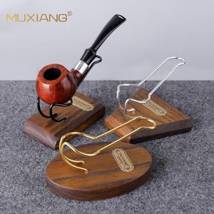 Muxiang <b>Pipe</b> Rack Wooden Base Metal <b>Stand</b> For Smoking <b>Pipe</b> Display - Product Image 1