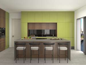 Ensemble de cuisine modulaire de luxe en mélamine avec plan de travail en marbre, robinet et charnières - Design moderne haut de gamme - Product Image 3