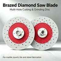 Disque de découpe et de meulage diamanté brasé sous vide double face 125 mm M14 avec trous de positionnement poreux pour utilisation humide, lame de scie pour pierre naturelle