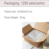 Boîte carrée pour tiramisu de 350 ml, récipient à dessert en plastique PET, épaisseur 0,5 mm, plateau à gâteau transparent pour la nourriture, la gelée, les biscuits, recyclable
