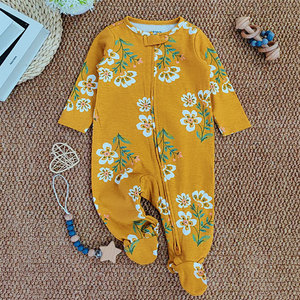 Ropa de Recién Nacido 100% Algodón, Mameluco de Manga Larga con Pies Cubiertos, <span class=keywords><strong>Pijama</strong></span> para Bebé - Product Image 3