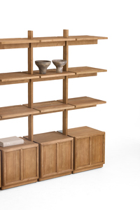 Solid Wood Living Room Vintage Decorative Storage Shelving <strong>Unit</strong> and Bookcase, Featuring a Reclaimed <strong>Pine</strong> Veneer Finish - Product Image 3