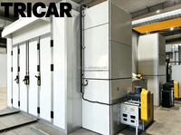 Cabine de peinture TRICAR avec four de séchage, chauffage au brûleur diesel, éclairage LED, température de cuisson 80°C, système complet de peinture en poudre