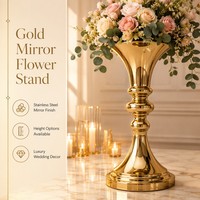 Support de fleurs en acier inoxydable doré de luxe, vase de centre de table pour mariage, décoration d'événements et de fêtes, hauteur personnalisable