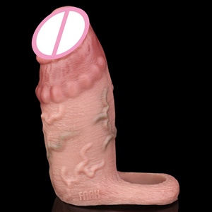 Realistic Hollow Penis Sleeve Cock Enlargement for Men Silicone Cock Ring Extender Adult Couples Sex Toys - Product Image 4