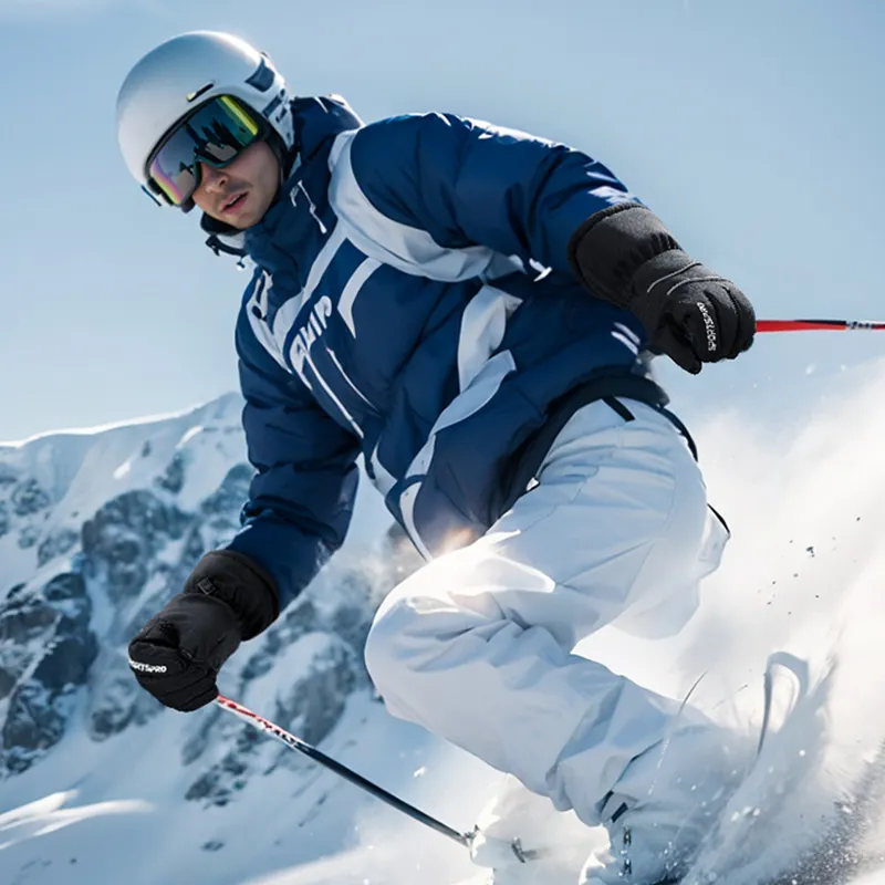 GOLOVEJOY SK39 2023 Material de alta calidad Guantes de esquí de piel de cabra impermeables Guantes de esquí de nieve de cuero con bolsillo para tarjeta de nieve