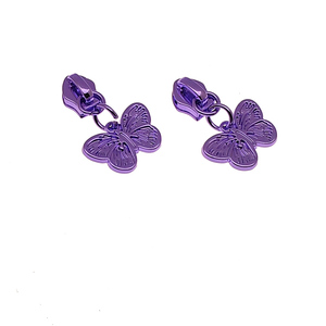 Venta al por Mayor Personalizada 5 #   Tirador de Cremallera de Nailon con Forma de Mariposa Morada para Bolsos y Carteras - Product Image 1