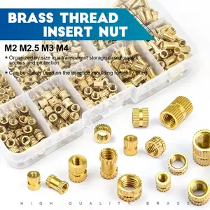 Female Thread Nuts Bermacam-macam Kit Knurled Kuningan Sisipan Berulir Mur untuk Plastik