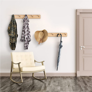 Wooden <b>Wall</b> <b>Mounted</b> Coat Rack Solid Wood Rectangle Shape Easy Install Multipurpose Entryway Living Room Storage <b>Shelf</b> - Product Image 4