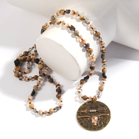 Nouveau Collier pour Femme en Pierres Naturelles et Cristal, avec Pendentif en Pierre de Tigre de 6mm, Pic Jasper, Disco Bronze OX