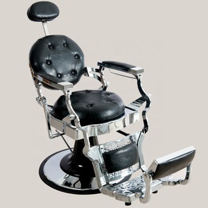 Chaise de barbier vintage de luxe en métal et PVC Équipement de <span class=keywords><strong>salon</strong></span> de coiffure ancien - Product Image 2