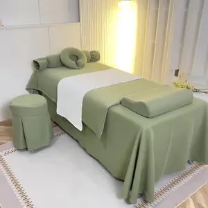 4-mảnh mềm cotton massage bedding Set bao gồm bảng bìa được trang bị tấm mặt còn lại cho spa và sử dụng nhà