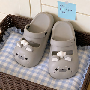 รองเท้าแตะผู้หญิง XIXITIAO ลายการ์ตูน<span class=keywords><strong>สิงโต</strong></span>ทะเลน่ารัก สไตล์แมรี่เจน พื้นหนา กันลื่น ปิดนิ้วเท้า เหมาะสำหรับใส่กลางแจ้ง ทำจากวัสดุ EVA นุ่ม - Product Image 1