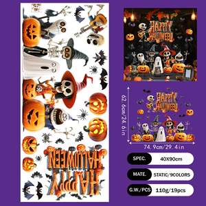 2026 Halloween <span class=keywords><strong>Stickers</strong></span> <span class=keywords><strong>Muraux</strong></span> PVC Adsorption Électrostatique Fantôme Citrouille Araignée Toile Fenêtre Verre Décoration Transfrontalière - Product Image 6