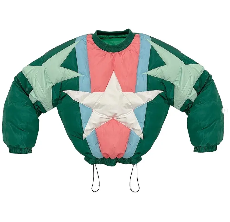 DiZNEW custom crew Neck Windproof Coat Teen Boy star pattern pullover jacket green Bomber Jacket for men