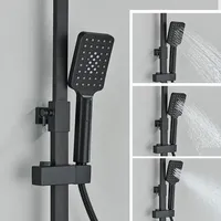Ensemble de douche mural multifonctionnel noir moderne avec robinets thermostatiques et jets de massage en céramique pour la maison et l'hôtel