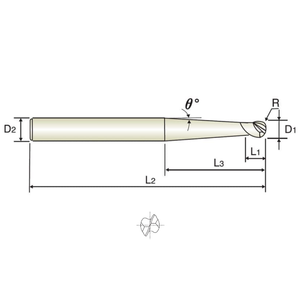 Tùy Chỉnh 2 Sáo 30 ° Xoắn Côn Cổ Bóng Mũi End Mill Kim Cương Tráng Rắn Carbide CNC Công Cụ Cắt <span class=keywords><strong>Graphite</strong></span> Nhôm Nhựa - Product Image 2