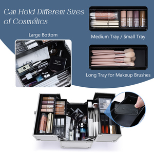 Professional <b>Makeup</b> Train Case Travel <b>Makeup</b> <b>Box</b> Organizer Portable Cosmetic <b>Box</b> Cosmetic Storage Nail Organizer Suitcase - Product Image 4