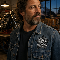 Patch brodé personnalisé Crâne thermocollant Emblème Biker Rocker Star pour Gilet en Cuir Veste Sac à Dos Sacs Chapeau