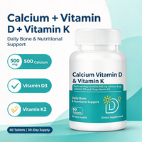 Comprimés OEM de Calcium, Vitamine D, Vitamine K et Vitamine D3 pour l'absorption du Calcium et la santé osseuse des adultes