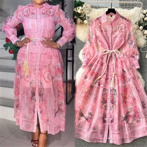 Robe maxi à imprimé tendance ZHEZHE pour femmes mûres, robe de soirée élégante à manches longues <span class=keywords><strong>avec</strong></span> impression numérique pour le printemps - Product Image 1