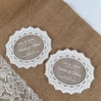 Carte de Menu et Marque-Place Personnalisés en Dentelle, Transfert Thermique, Tulle, Nom et Date, pour Mariage, Banquet, Décoration Élégante et Romantique, Vente en Gros