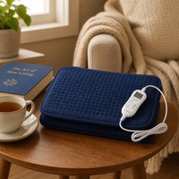 Coussin chauffant électrique bleu marine sur mesure, 9 niveaux de température, minuterie 12h, protection contre la surchauffe