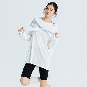 Camiseta de <span class=keywords><strong>Yoga</strong></span> para Mujer, Mezcla de Algodón y Lino Transpirable, Manga Larga, Corte Holgado, Camisa Deportiva, Comodidad Transpirable - Product Image 1