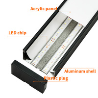 Diodes électroluminescentes commerciales en aluminium, éclairage linéaire LED, salle de sport, bureau, entrepôt, éclairage linéaire LED noir