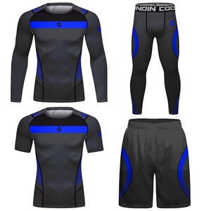 Stampa a sublimazione completa all'ingrosso jiu jitsu mma rash guards pantaloncini da <span class=keywords><strong>boxe</strong></span> Bjj personalizzati pantaloni a compressione maglietta rash guard - Product Image 3
