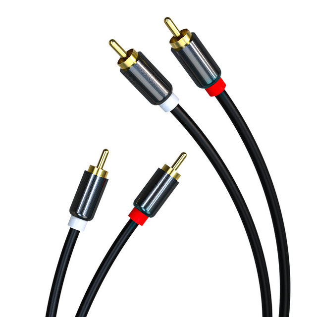 Professional 2 RCA Male to 2 RCA Male Audio Cable with Alu Housing Clear Sound Sync Transmission Stereo RCA Cable for Speaker