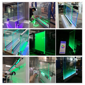 아파트 유리 난간 프로젝트 야외 데크 U형 베이스 강화유리 펜스 호텔 LED 조명 알루미늄 난간 발코니 핸드레일 파티오 - Product Image 4