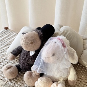 Coppia di Pecore in Poliestere e Cotone PP per Giocattoli di Peluche, Decorazione Letto, Regalo di Nozze, Adorabile e Confortante, 31-50cm, Unisex - Product Image 4