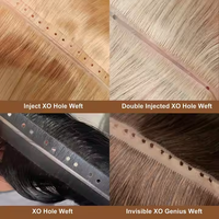 Extensions de cheveux humains vierges Remy de haute qualité, double trame, avec trous papillon, cheveux humains bruts non traités