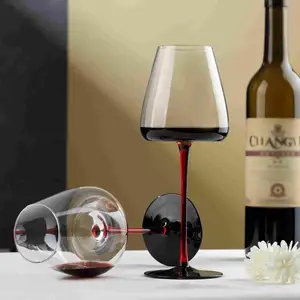 Copo de vinho personalizado com gravata preta de alta qualidade, copo de vinho tinto de cristal para casamentos, material plástico com logotipo elegante e elegante