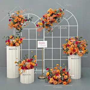 Beda 2024 Hot Golden Red Rose Bouquet Centerpieces Marriage Garland Silk Flower Artificial Flower Runner