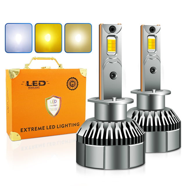 Car Fog Light Bulbs H11 3 Color High Power 9006 Led Headlight H4 Led Head Light Projector Brightest H4 Led Headlight