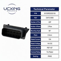 348302001 MX150 커넥터 90도 직각 20핀 3.5mm 피치 15A 밀폐형 헤더 (자동차 배선 시스템용, RoHS 준수)