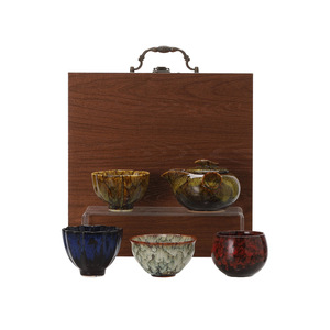 Yao Bian Hua Ye Five Elements Tea Set Hand-held Teapot <b>Gift</b> <b>Box</b> Personalization Business <b>Gifts</b> Chinese New Year Modern Style - Product Image 3