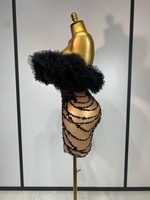 Robe mini noire sans bretelles et dos nu pour femme, sexy, pour soirée, boîte de nuit, spectacle sur scène, costume d'anniversaire