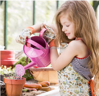 Arrosoir de jardin moderne en métal avec revêtement coloré de 0,7 L, pulvérisateur d'eau avec 3 outils de jardinage