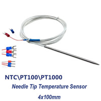 1 pièce Sonde thermique à pointe aiguille NTC10K/PT100/PT1000, résistance thermique insérée 4x100mm, en acier inoxydable SUS304 de qualité alimentaire, classe industrielle