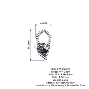 Oxy hóa bạc Cá kim cương hình dạng vòng cổ đóng cửa 925 Sterling tôm hùm <span class=keywords><strong>clasp</strong></span>, phát hiện độc đáo khóa, người phụ nữ đồ trang sức kết nối - Product Image 6